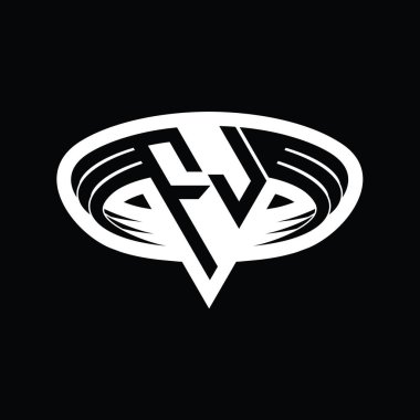 FJ Logo monogram harfi üçgen biçimli dilimlenmiş tasarım şablonu