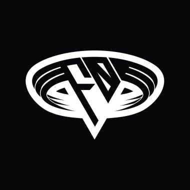 Üçgen biçimli, dilimlenmiş dış hat tasarım şablonlu FO logo harfleri