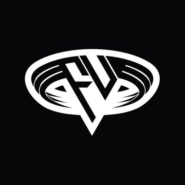 Üçgen biçimli dilimlenmiş izole tasarım şablonu içeren FU Logo monogram harfi
