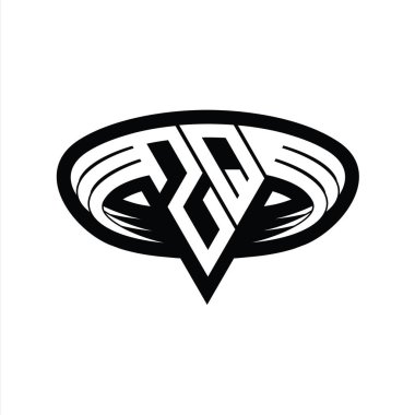 Üçgen biçimli dilimlenmiş izole tasarım şablonu içeren ZQ logo monogram harfi