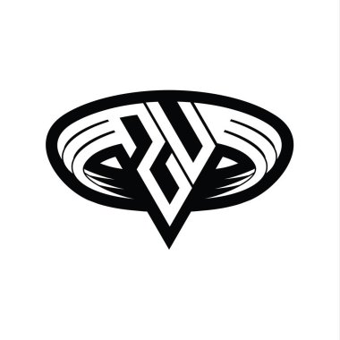 Üçgen biçimli dilimlenmiş izole tasarım şablonu içeren ZU Logo monogram harfi