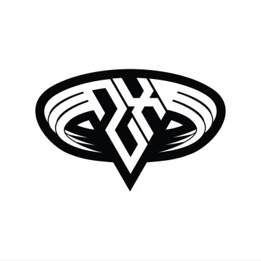 Üçgen biçimli dilimlenmiş izole tasarım şablonu içeren ZX Logo monogram harfi