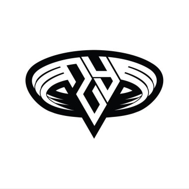 Üçgen biçimli dilimlenmiş izole tasarım şablonu içeren ZY Logo monogram harfi