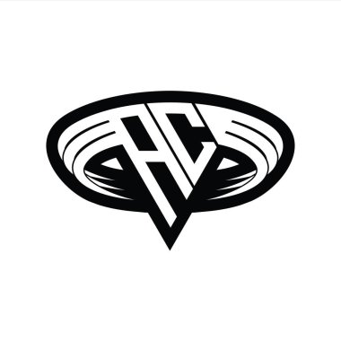 Üçgen biçimli dilimlenmiş izole tasarım şablonu içeren AC Logo monogram harfi