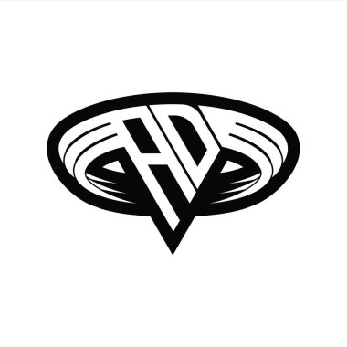 AD Logo monogram harfi üçgen biçimli dilimlenmiş tasarım şablonu