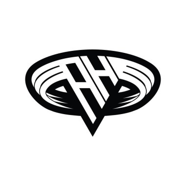 AH Logo monogram harfi üçgen biçimli dilimlenmiş tasarım şablonu