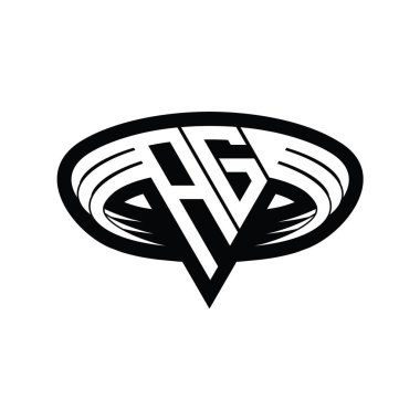 Üçgen biçimli dilimlenmiş izole tasarım şablonu içeren AG Logo monogram harfi