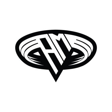 AM Logo monogram harfi üçgen biçimli dilimlenmiş tasarım şablonu