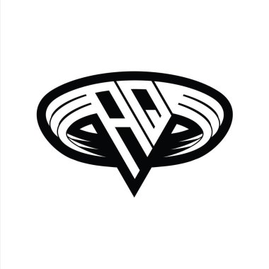 Üçgen biçimli dilimlenmiş izole tasarım şablonu içeren AQ Logo monogram harfi