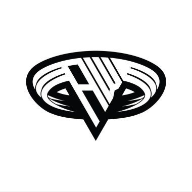 AW Logo monogram harfi üçgen biçimli dilimlenmiş tasarım şablonu
