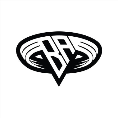 BA logo monogram harfi üçgen biçimli dilimlenmiş tasarım şablonu