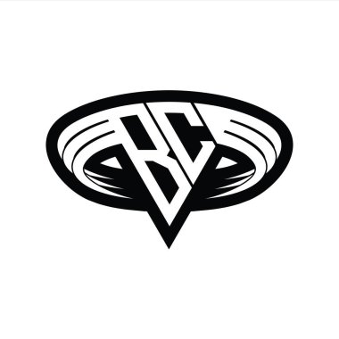 BC Logo monogram harfi üçgen biçimli dilimlenmiş tasarım şablonu