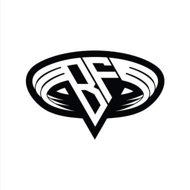 BF Logo monogram harfi üçgen biçimli dilimlenmiş tasarım şablonu