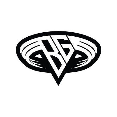 Üçgen biçimli dilimlenmiş izole tasarım şablonu içeren BG Logo monogram harfi