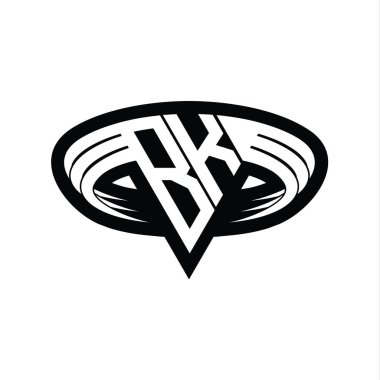 Üçgen biçimli dilimlenmiş izole tasarım şablonu içeren BK Logo monogram harfi