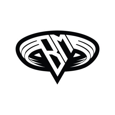 BM Logo monogram harfi üçgen biçimli dilimlenmiş tasarım şablonu