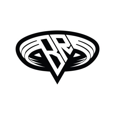 Üçgen biçimli dilimlenmiş izole tasarım şablonu içeren BR Logo monogram harfi