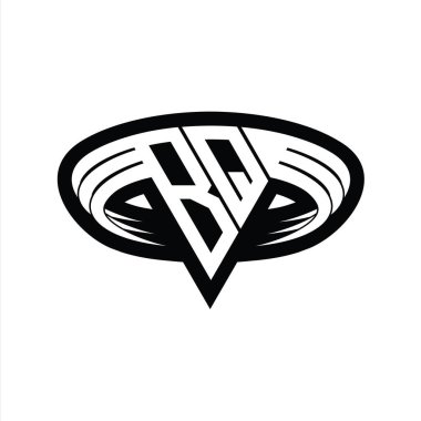 Üçgen biçimli dilimlenmiş izole tasarım şablonu içeren BQ Logo monogram harfi