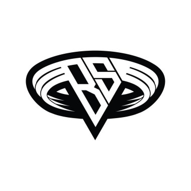 BS Logo monogram harfi üçgen biçimli dilimlenmiş tasarım şablonu