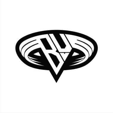 Üçgen biçimli dilimlenmiş izole tasarım şablonu içeren BV logo monogram harfi