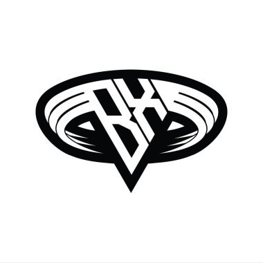 Üçgen biçimli dilimlenmiş izole tasarım şablonu içeren BX Logo monogram harfi