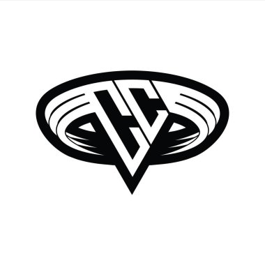 CC Logo monogram harfi üçgen biçimli dilimlenmiş tasarım şablonu