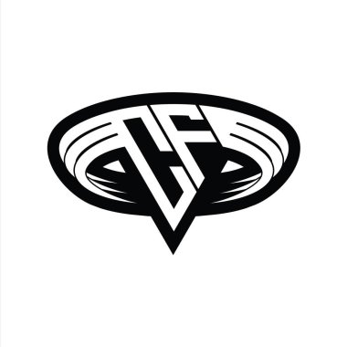 CF Logo monogram harfi üçgen biçimli dilimlenmiş tasarım şablonu