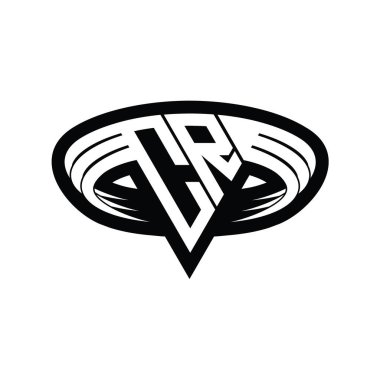 CR Logo monogram harfi üçgen biçimli dilimlenmiş tasarım şablonu