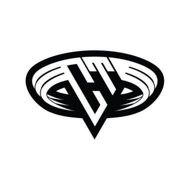 Üçgen biçimli, dilimlenmiş tasarım şablonlu CT logo monogram harfi