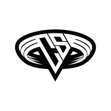 Üçgen biçimli dilimlenmiş izole tasarım şablonu içeren CS Logo monogram harfi