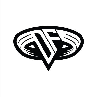 DF Logo monogram harfi üçgen biçimli dilimlenmiş tasarım şablonu
