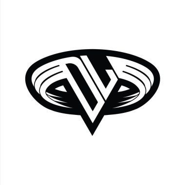 Üçgen biçimli dilimlenmiş izole tasarım şablonu içeren DL Logo monogram harfi