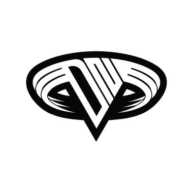 Üçgen biçimli dilimlenmiş izole tasarım şablonu içeren DN Logo monogram harfi