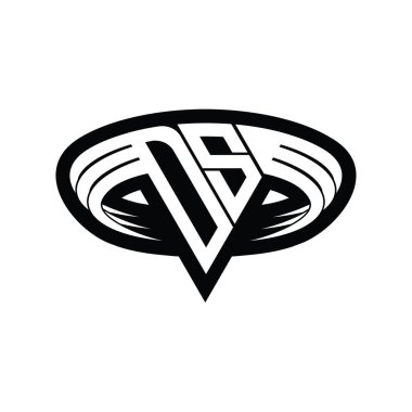 DS Logo monogram harfi üçgen biçimli dilimlenmiş tasarım şablonu