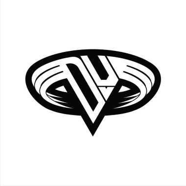 Üçgen biçimli, dilimlenmiş tasarım şablonlu DV logo monogram harfi