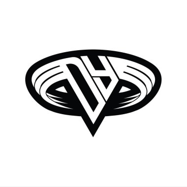 DY Logo üçgen dilimli monogram harfi izole edilmiş tasarım şablonu