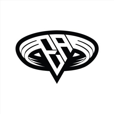 Üçgen biçimli, dilimlenmiş tasarım şablonlu EA Logo monogram harfi