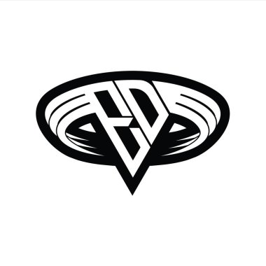 Üçgen biçimli, dilimlenmiş tasarım şablonlu ED logo monogram harfi