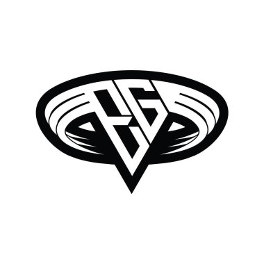 Üçgen biçimli, dilimlenmiş tasarım şablonlu EG Logo monogram harfi