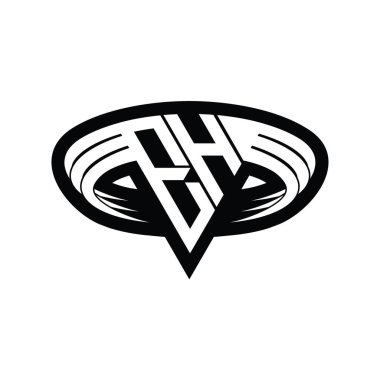 EH logo monogram harfi üçgen biçimli dilimlenmiş tasarım şablonu