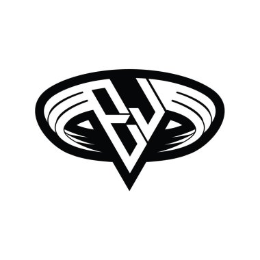 EJ logo monogram harfi üçgen biçimli dilimlenmiş tasarım şablonu