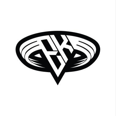 EK Logo monogram harfi üçgen biçimli dilimlenmiş tasarım şablonu