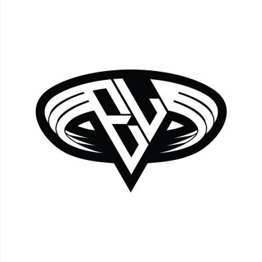 EL logo monogram harfi üçgen biçimli dilimlenmiş tasarım şablonu