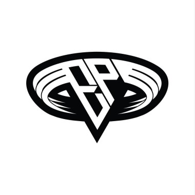 Üçgen biçimli dilim izole tasarım şablonu içeren EP Logo monogram harfi