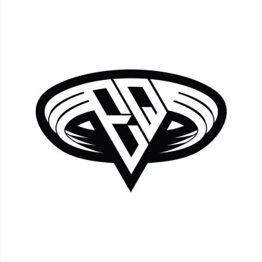 Üçgen biçimli dilimlenmiş izole tasarım şablonu içeren EQ logo monogram harfi