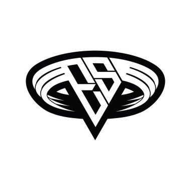 ES Logo monogram harfi üçgen biçimli dilimlenmiş tasarım şablonu