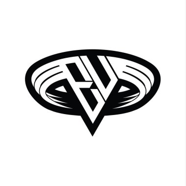 Üçgen biçimli dilimlenmiş izole tasarım şablonuna sahip AB Logo monogram mektubu