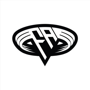 FA Logo üçgen dilimli monogram harfi izole tasarım şablonu