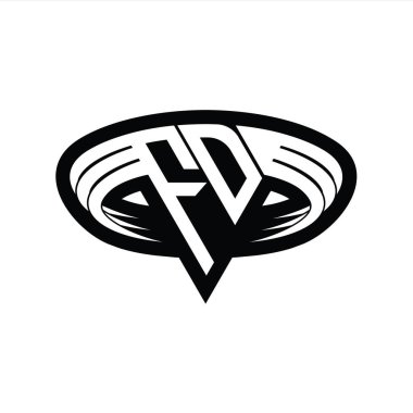 FD Logo monogram harfi üçgen biçimli dilimlenmiş tasarım şablonu