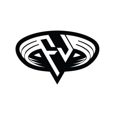 FJ Logo monogram harfi üçgen biçimli dilimlenmiş tasarım şablonu